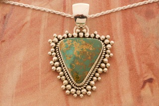 Artie Yellowhorse Genuine Royston Turquoise Sterling Silver Pendant
